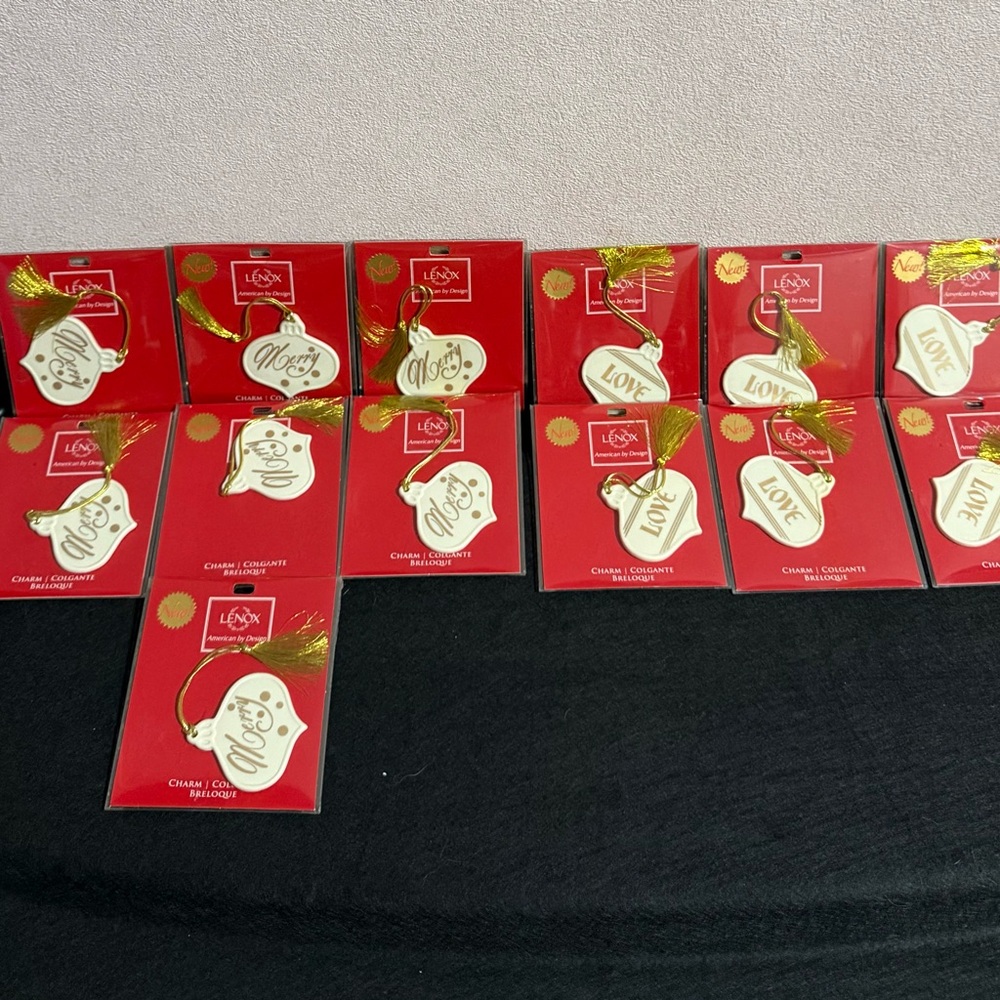 13 New Lenox Charm Christmas Ornaments Merry & Love